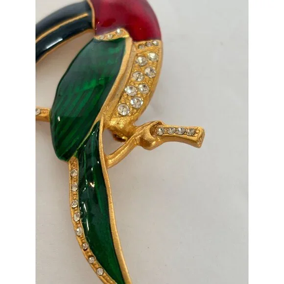 Amanda Smith Brooch Pin Toucan Bird Rhinestone Cruise Tropical Jewelry 3 Inch - Picture 3 of 7